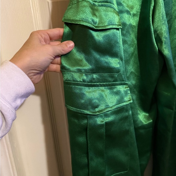 a new day Emerald Satin Wide-Leg Cargo Pants - Picture 6 of 12